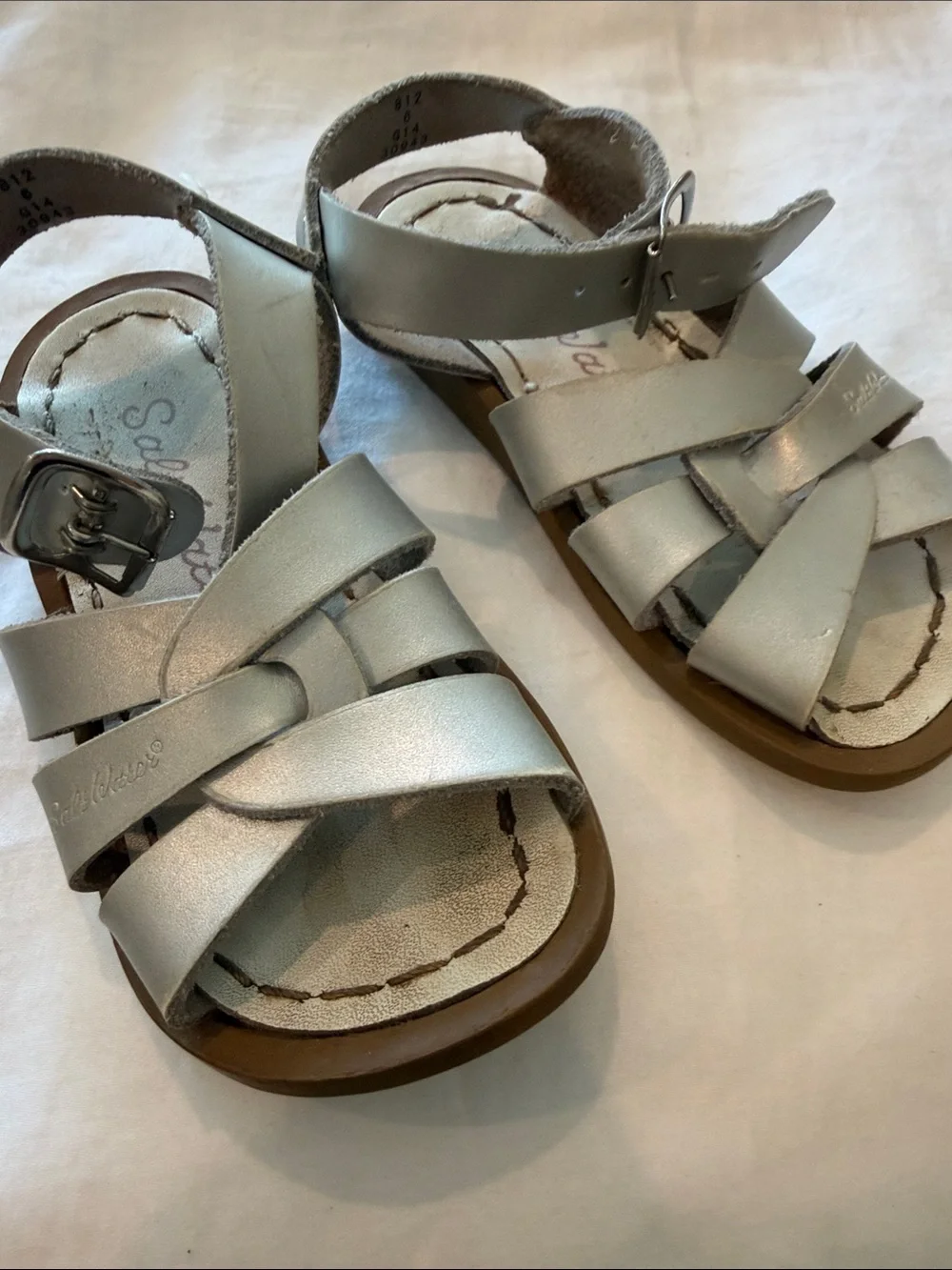 Salt Water Sandals by Hoy Silver Crisscross Toddler Sandals